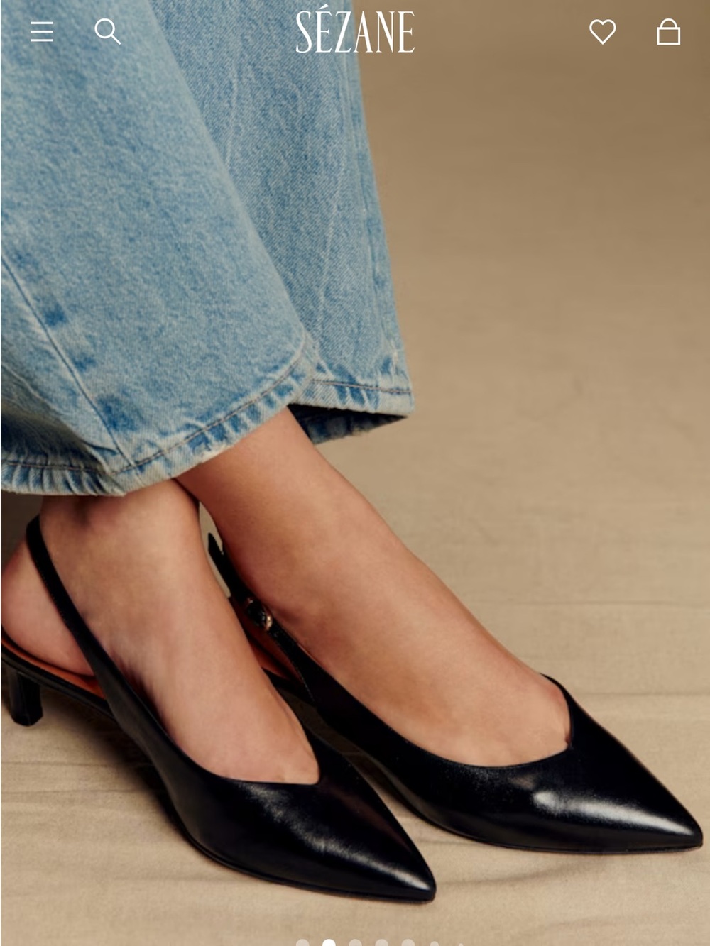 Sezane SERENA HIGH HEELS in Vintage Black Leather Pointed Toe Pumps